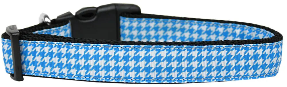 Blue Houndstooth Nylon Dog Collar Xl Default Title