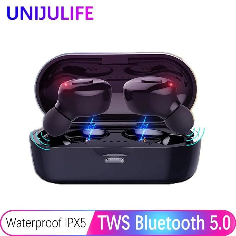 Bluetooth Earphones True Wireless Headphones 5.0 TWS in-Ear Earbuds IPX5 Waterproof Mini Headset 3D Stereo Sound Sport Earpiece GreatEagleInc