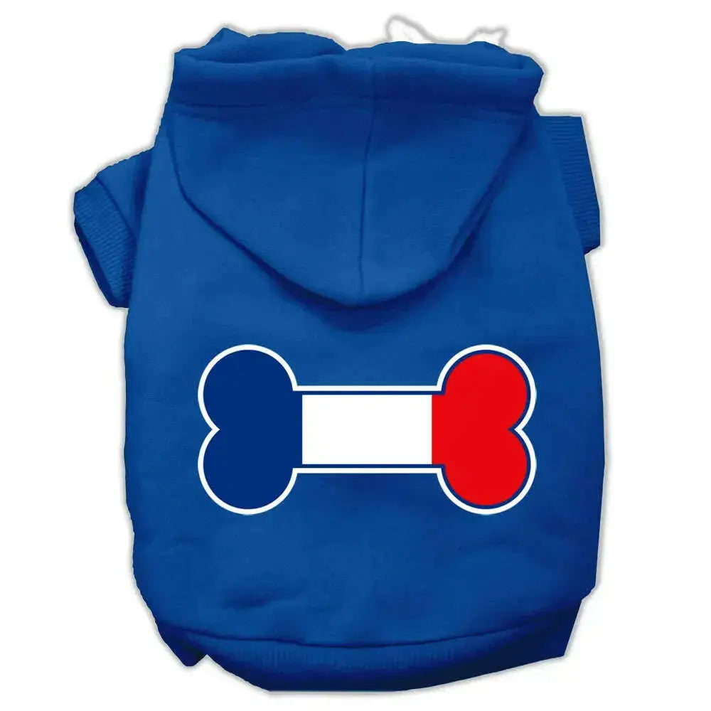 Bone-Shaped-France-Flag-Screen-Print-Pet-Hoodies-Blue-Size-Lg-GreatEagleInc-333655714