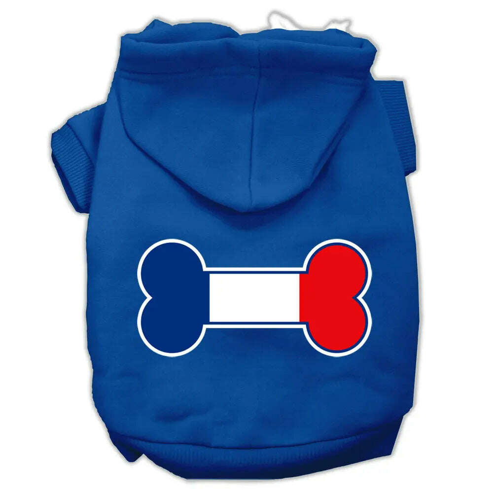Bone-Shaped-France-Flag-Screen-Print-Pet-Hoodies-Blue-Size-Xl-GreatEagleInc-333653797