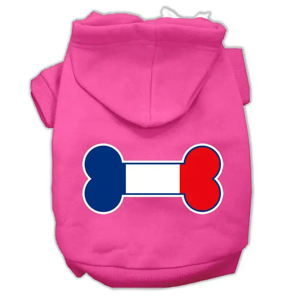Bone-Shaped-France-Flag-Screen-Print-Pet-Hoodies-Bright-Pink-Size-S-GreatEagleInc-333653971