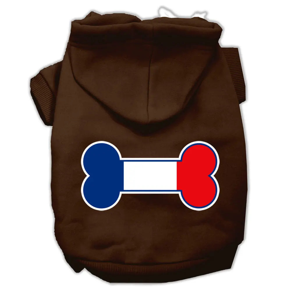 Bone Shaped France Flag Screen Print Pet Hoodies Brown Size Xxl Default Title