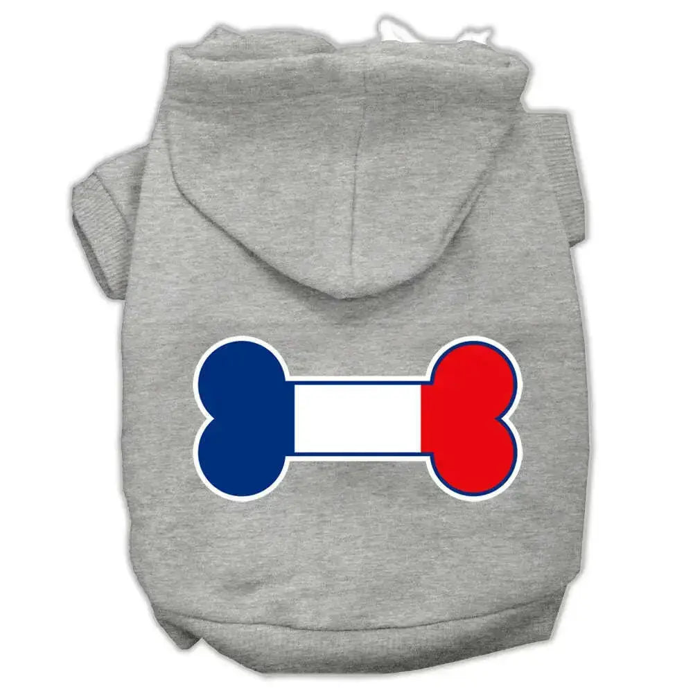 Bone-Shaped-France-Flag-Screen-Print-Pet-Hoodies-Grey-L-GreatEagleInc-333655433