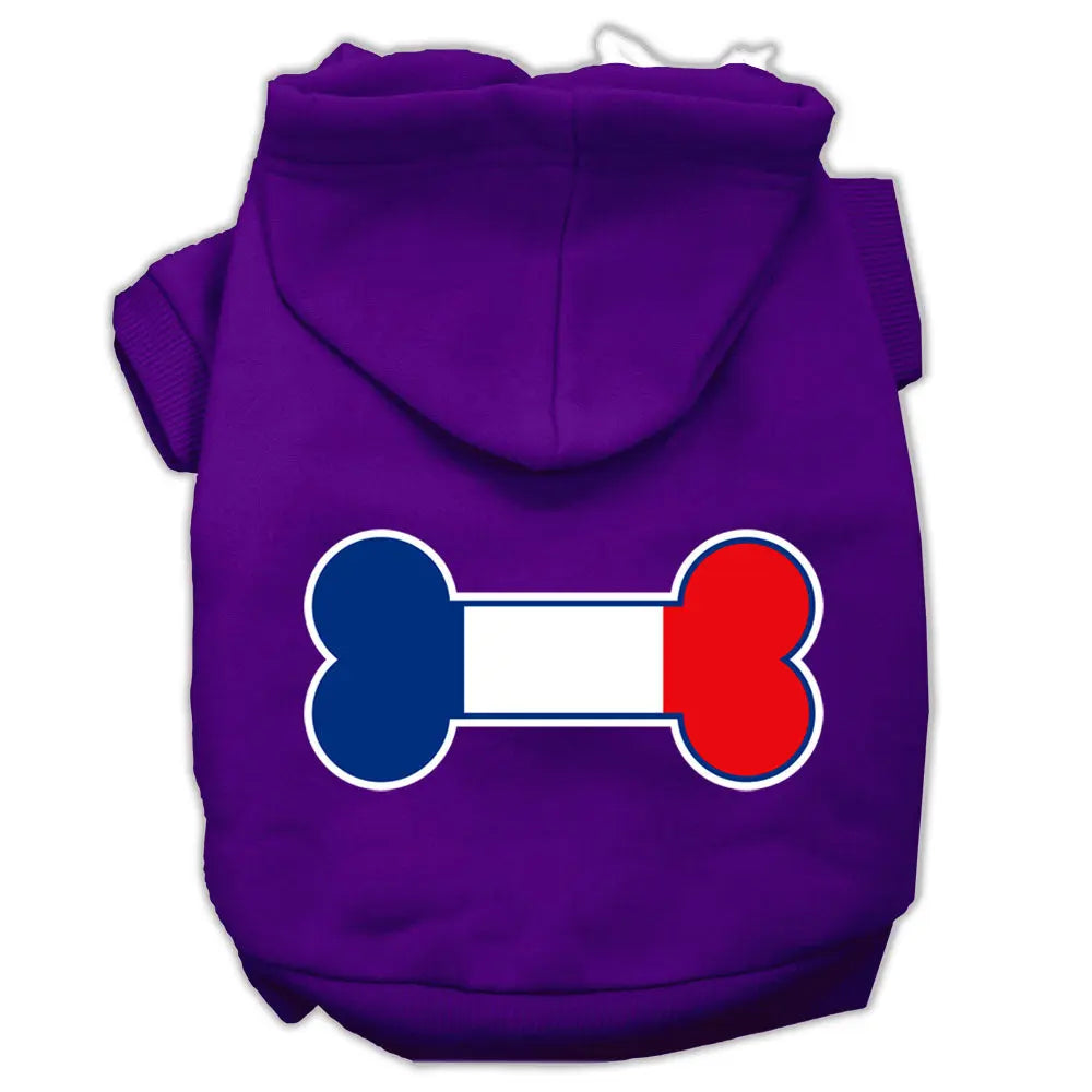 Bone Shaped France Flag Screen Print Pet Hoodies Purple Size S Default Title