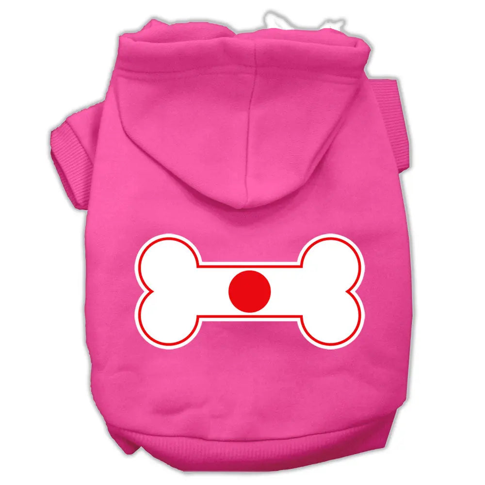 Bone Shaped Japan Flag Screen Print Pet Hoodies Bright Pink Size M Default Title