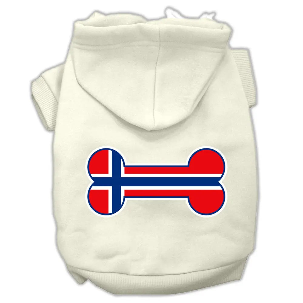 Bone Shaped Norway Flag Screen Print Pet Hoodies Cream Size Xs Default Title