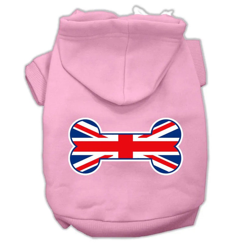 Bone Shaped United Kingdom (union Jack) Flag Screen Print Pet Hoodies Light Pink Size M Default Title