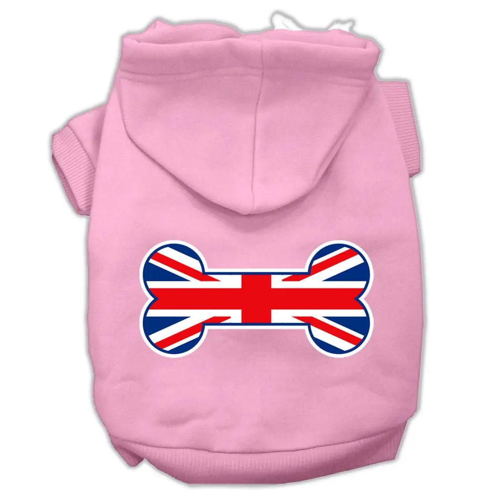 Bone Shaped United Kingdom (union Jack) Flag Screen Print Pet Hoodies Light Pink Size S Default Title