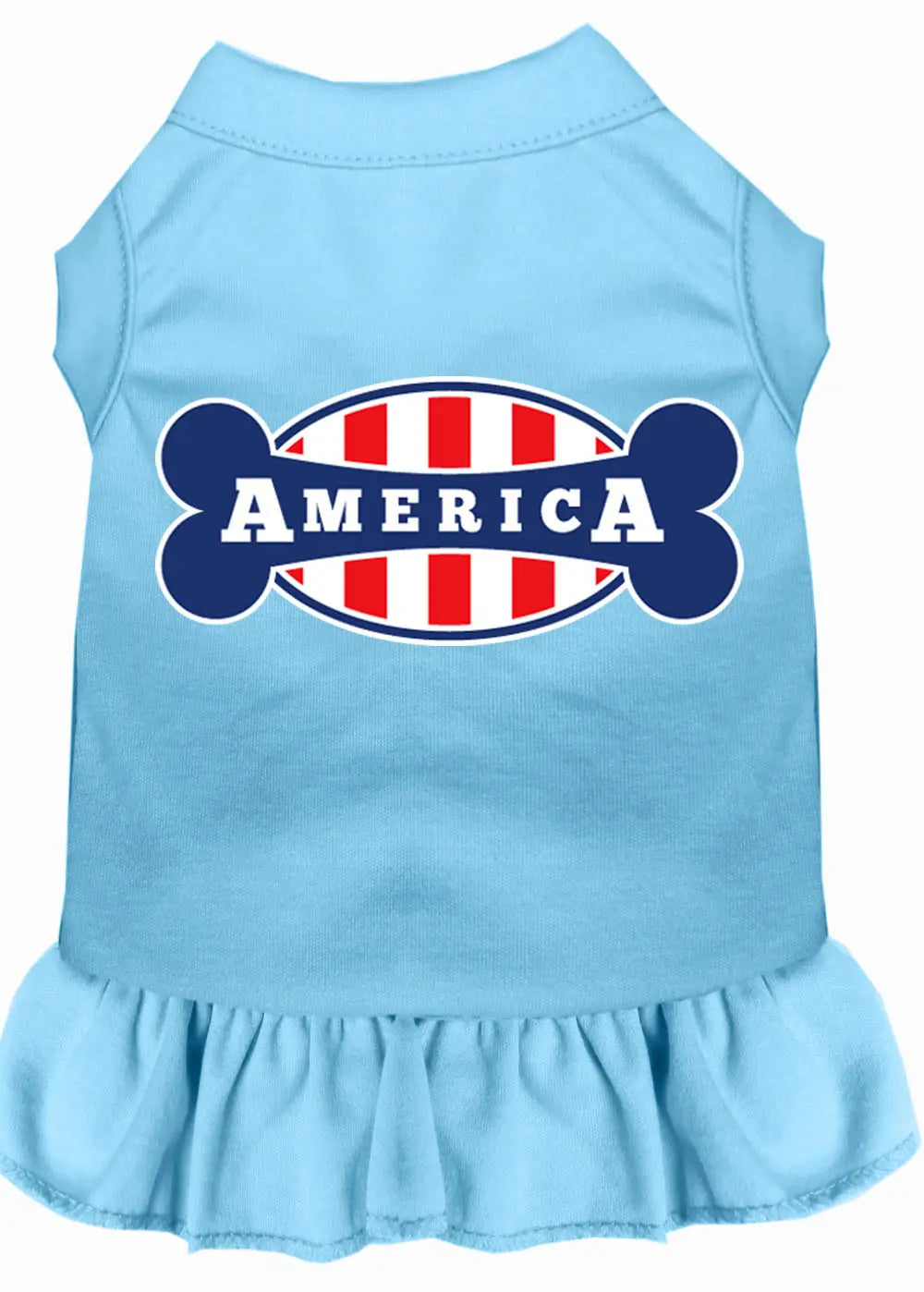 Bonely In America Screen Print Dress Baby Blue Lg Default Title