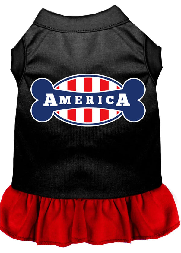 Bonely In America Screen Print Dress Black With Red Lg Default Title