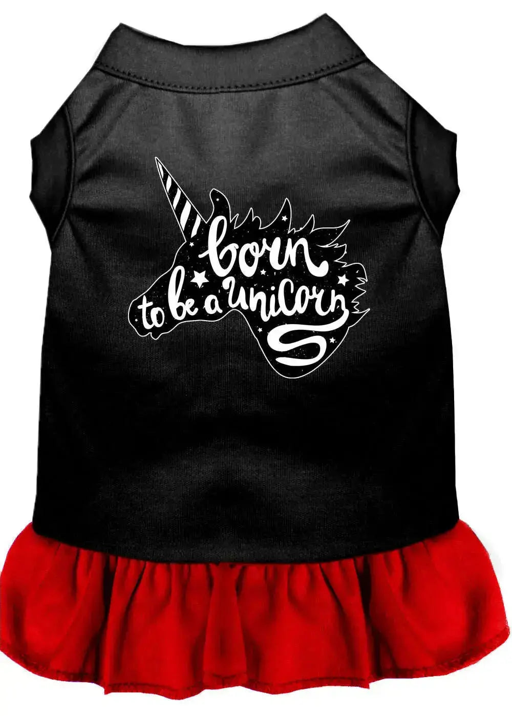 Born-To-Be-A-Unicorn-Screen-Print-Dog-Dress-Black-With-Red-Xs-GreatEagleInc-333780991