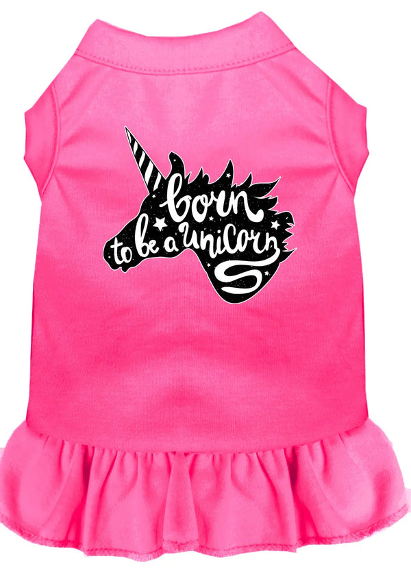 Born To Be A Unicorn Screen Print Dog Dress Bright Pink 4x (22) Default Title