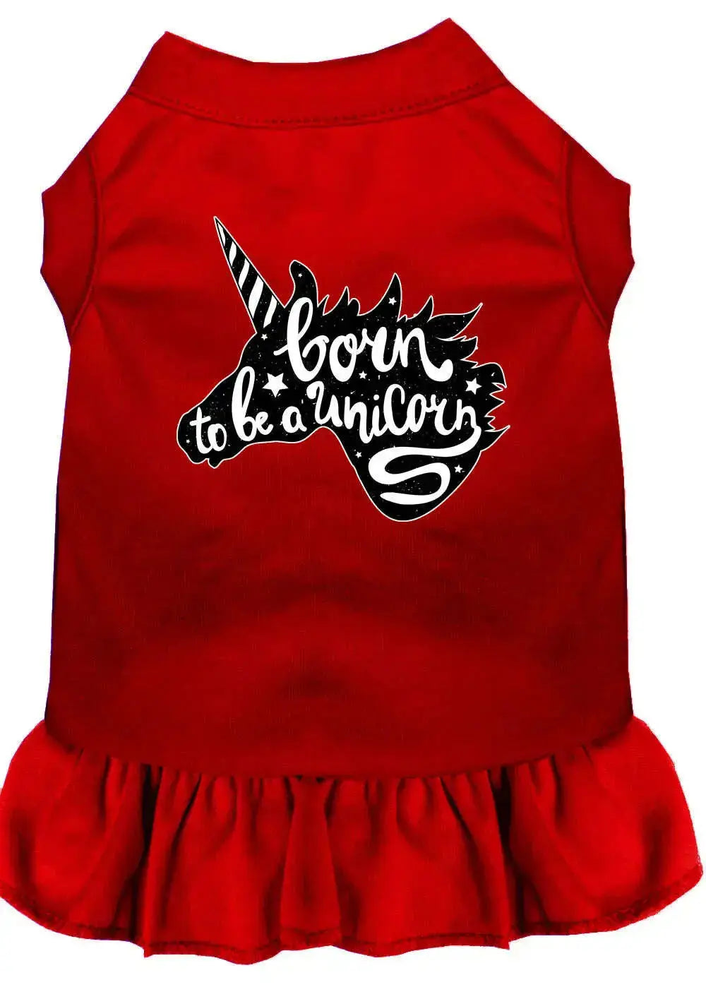 Born-To-Be-A-Unicorn-Screen-Print-Dog-Dress-Red-Med-GreatEagleInc-333782116
