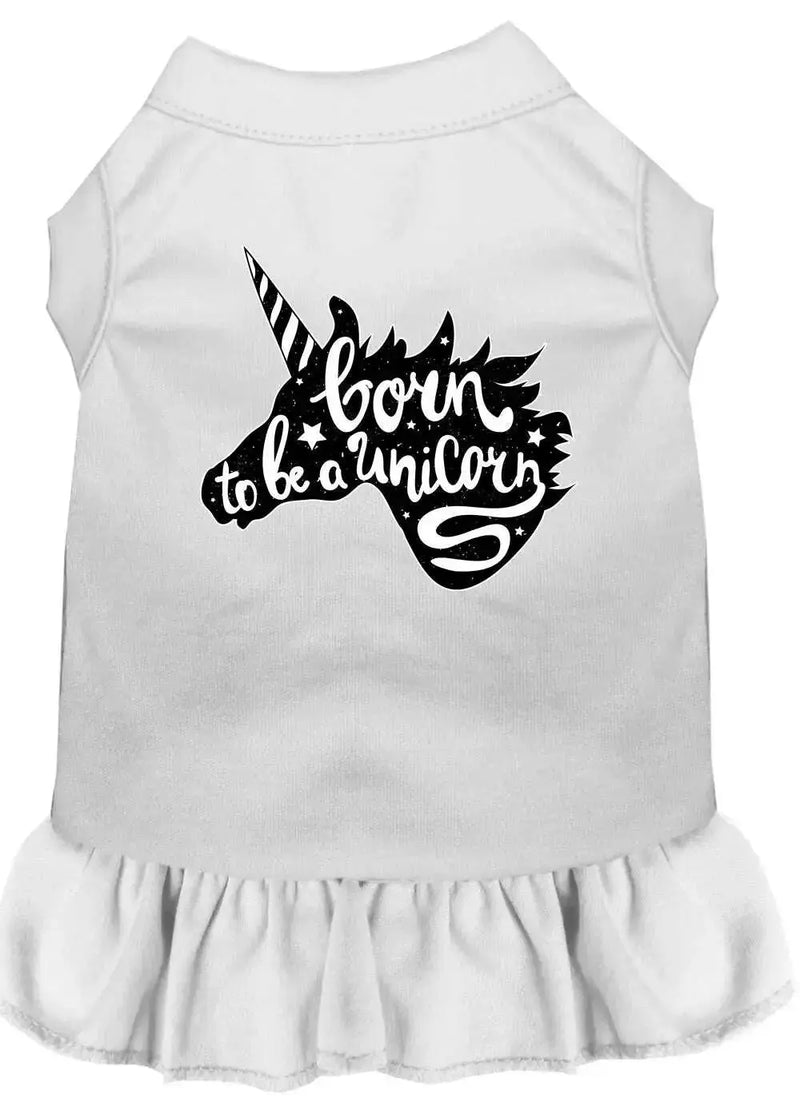 Born-To-Be-A-Unicorn-Screen-Print-Dog-Dress-White-Xs-GreatEagleInc-333782927
