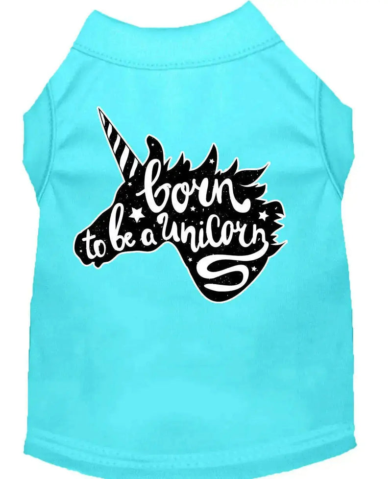 Born-To-Be-A-Unicorn-Screen-Print-Dog-Shirt-Aqua-Med-GreatEagleInc-318847781