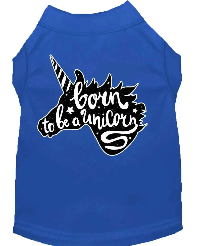 Born-To-Be-A-Unicorn-Screen-Print-Dog-Shirt-Blue-Xs-GreatEagleInc-318685621