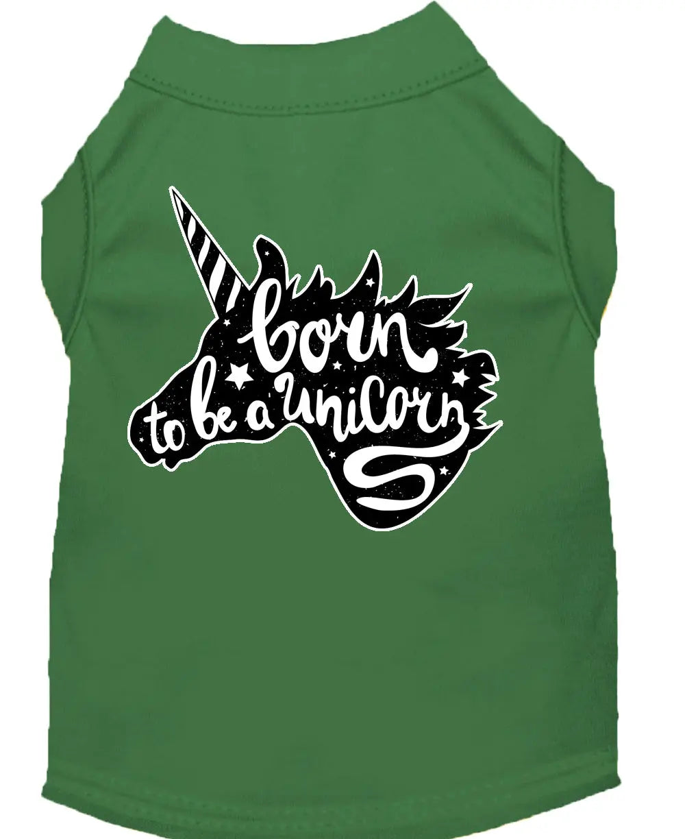 Born To Be A Unicorn Screen Print Dog Shirt Green Lg Default Title