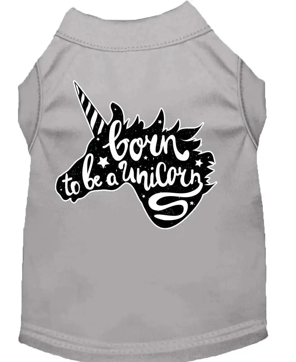 Born-To-Be-A-Unicorn-Screen-Print-Dog-Shirt-Grey-Lg-GreatEagleInc-318537222