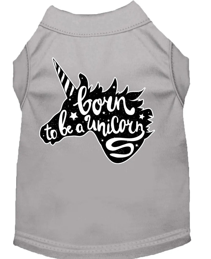 Born To Be A Unicorn Screen Print Dog Shirt Grey Lg Default Title