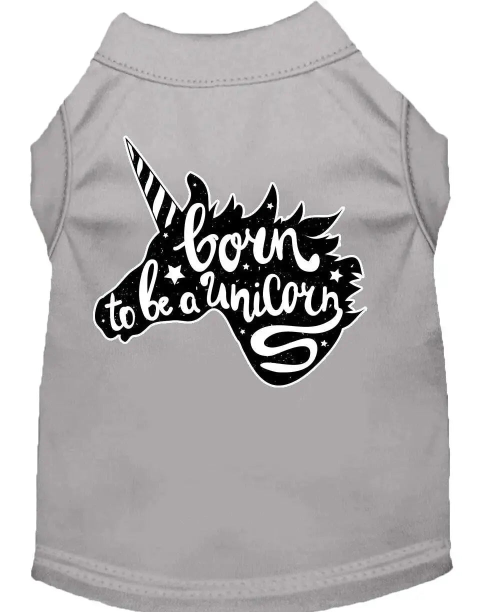 Born-To-Be-A-Unicorn-Screen-Print-Dog-Shirt-Grey-Sm-GreatEagleInc-318685783