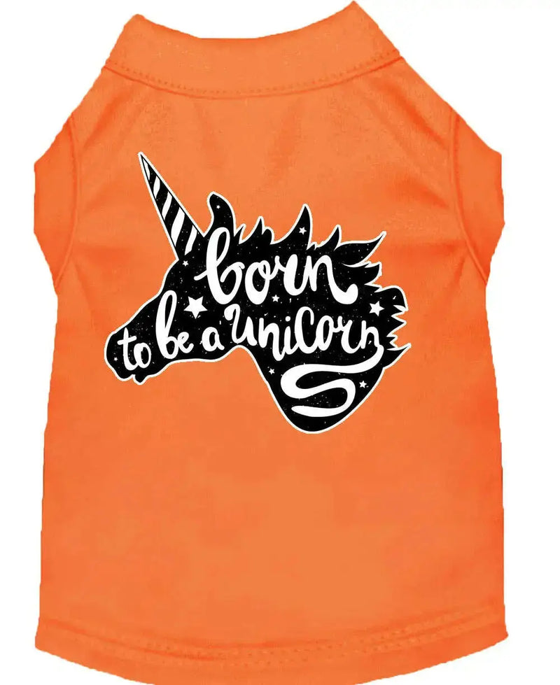 Born-To-Be-A-Unicorn-Screen-Print-Dog-Shirt-Orange-Sm-GreatEagleInc-333805073