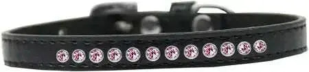Bright-Pink-Crystal-Size-14-Black-Puppy-Collar-GreatEagleInc-333853893