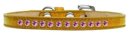 Bright-Pink-Crystal-Size-8-Gold-Puppy-Ice-Cream-Collar-GreatEagleInc-319622314