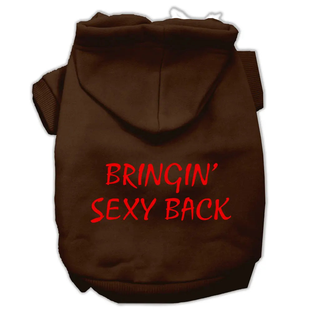 Bringin' Sexy Back Screen Print Pet Hoodies Brown Size Lg Default Title