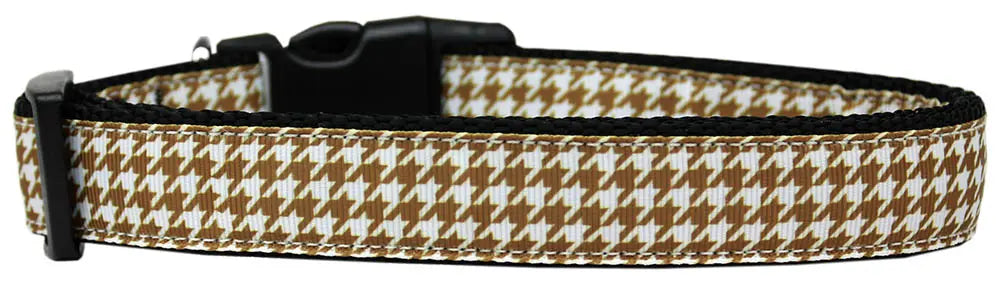 Brown Houndstooth Nylon Dog Collar Sm Default Title