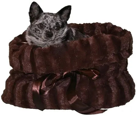Brown Reversible Snuggle Bugs Pet Bed, Bag, And Car Seat In One Default Title