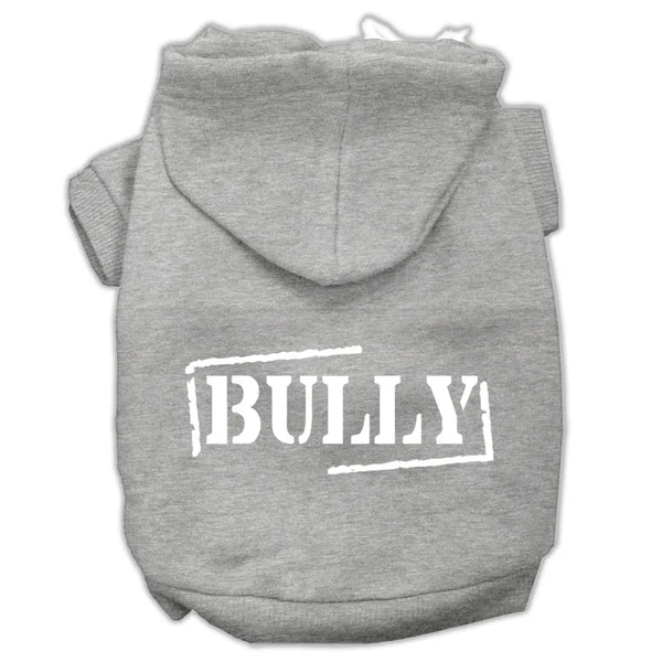 Bully Screen Printed Pet Hoodies Grey Size Xl Default Title
