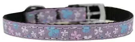 Butterfly-Nylon-Dog-Collar-With-Classic-Buckle-3-8_-Lavender-Size-12-GreatEagleInc-333888322