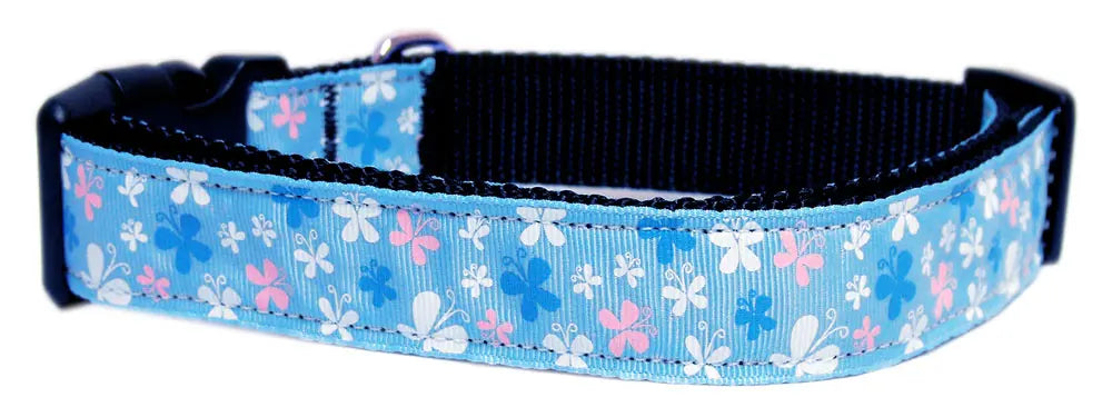 Butterfly Nylon Ribbon Collar Blue Medium Default Title