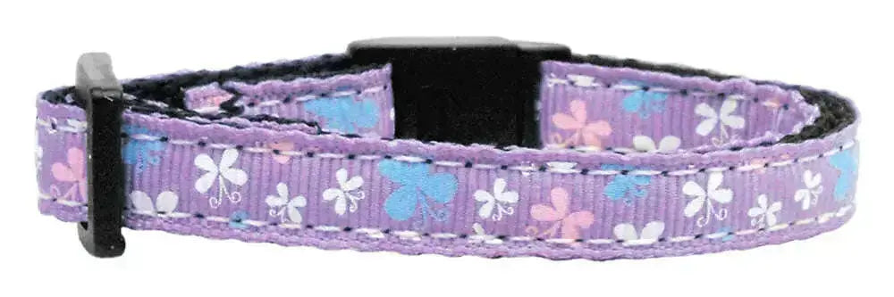 Butterfly-Nylon-Ribbon-Collar-Lavender-Cat-Safety-GreatEagleInc-333777667