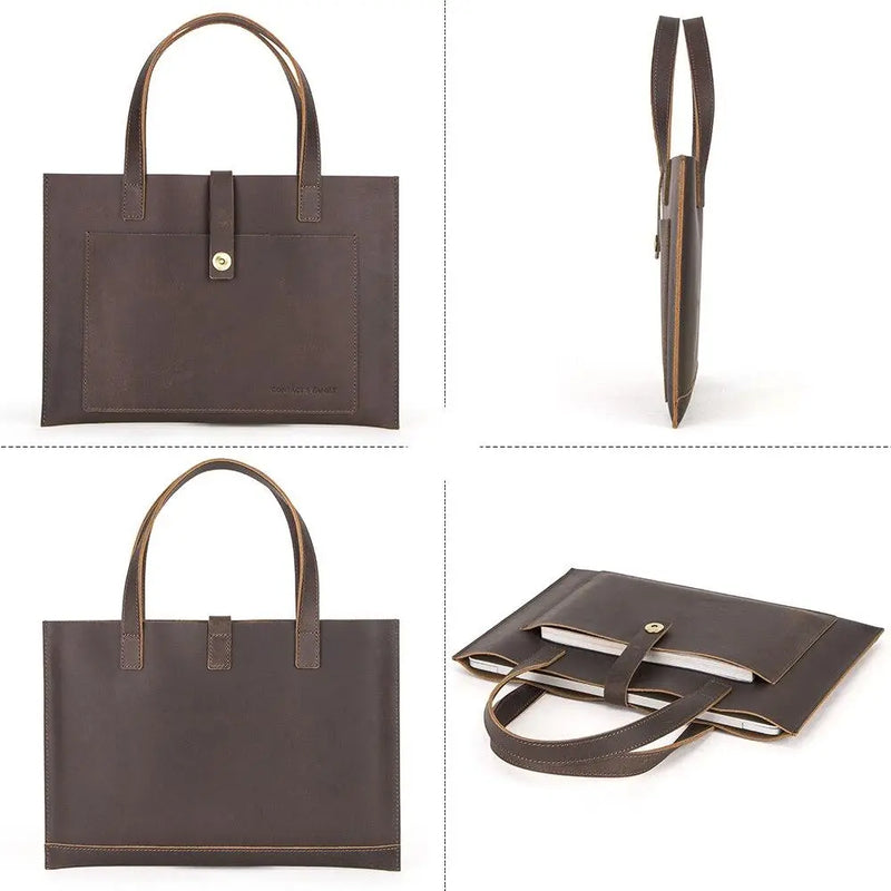 CONTACT'S FAMILY Genuine Leather Laptop Sleeve Case Bag For 12 15.6 16 inch 2020 Notebook Handbag For Macbook Air Pro 13.3" 15"