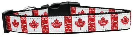 Canadian-Flag-In-Swirls-Nylon-Dog-Collar-Medium-Narrow-GreatEagleInc-318926747