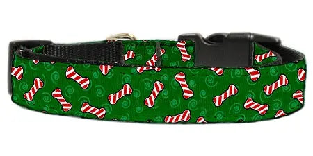 Candy Cane Bones Nylon Dog Collar Xl Default Title