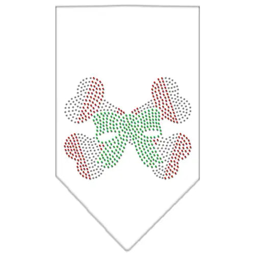 Candy Cane Crossbones Rhinestone Bandana White Small Default Title