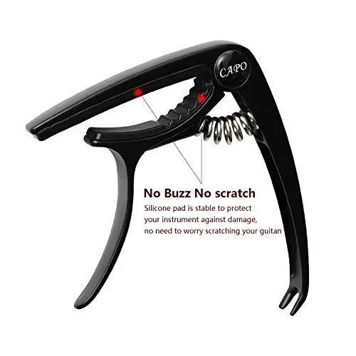 Capo Guitar Capo Black with Guitar Tuner Clip-On Tuner for Acoustic Electric Ukulele Guitar and More Music instrument accessories (Tuner+Capo)