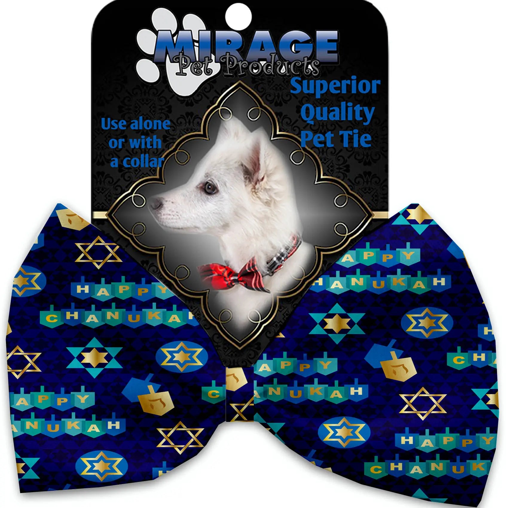 Chanukah Bliss Pet Bow Tie Collar Accessory With Velcro Default Title