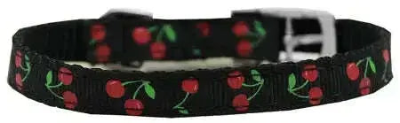 Cherries-Nylon-Dog-Collar-With-Classic-Buckle-3-8_-Black-Size-10-GreatEagleInc-318599392