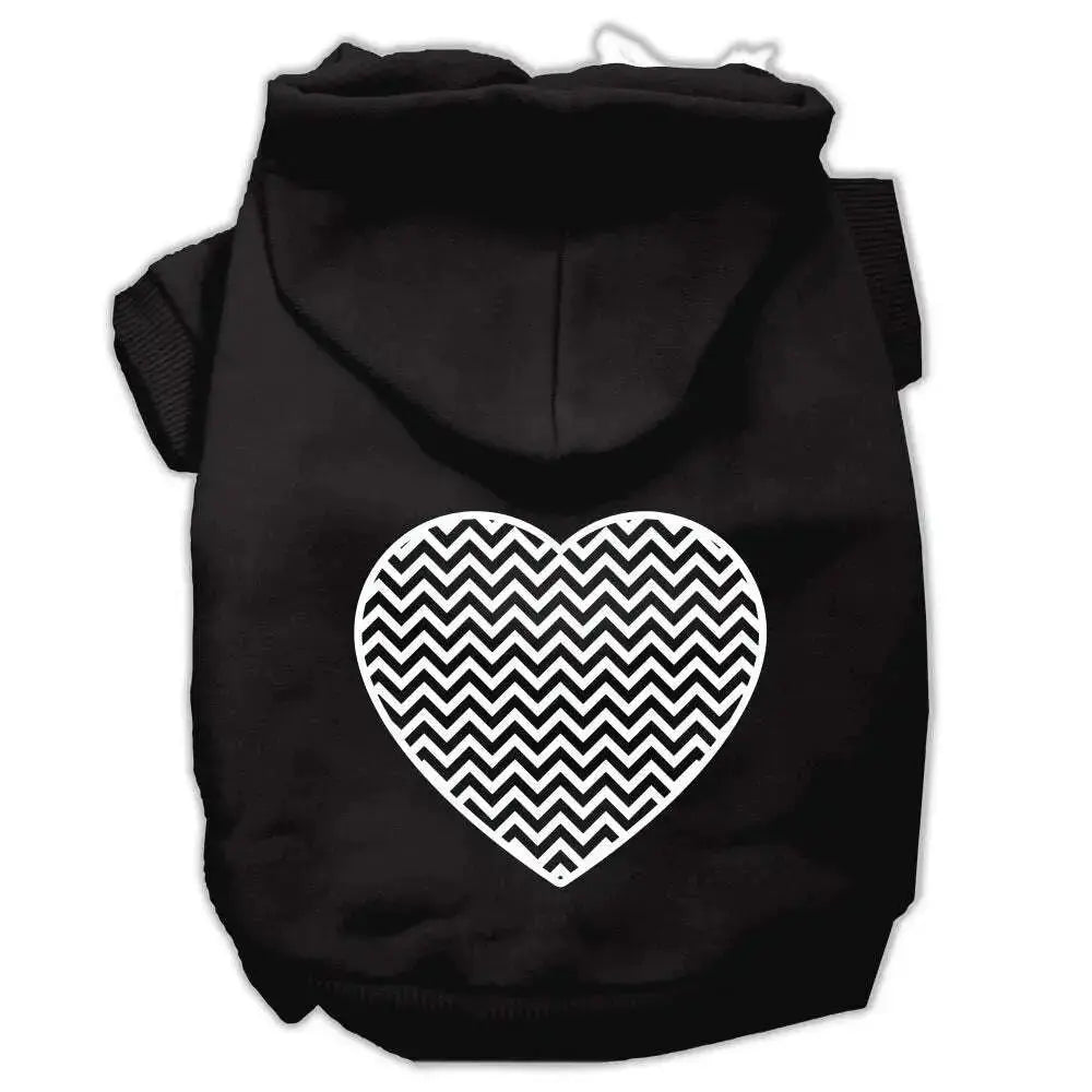 Chevron-Heart-Screen-Print-Dog-Pet-Hoodies-Black-Size-Xs-GreatEagleInc-333661611