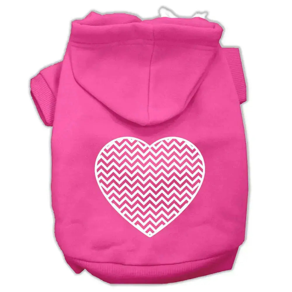Chevron-Heart-Screen-Print-Dog-Pet-Hoodies-Bright-Pink-Size-Med-GreatEagleInc-333663545