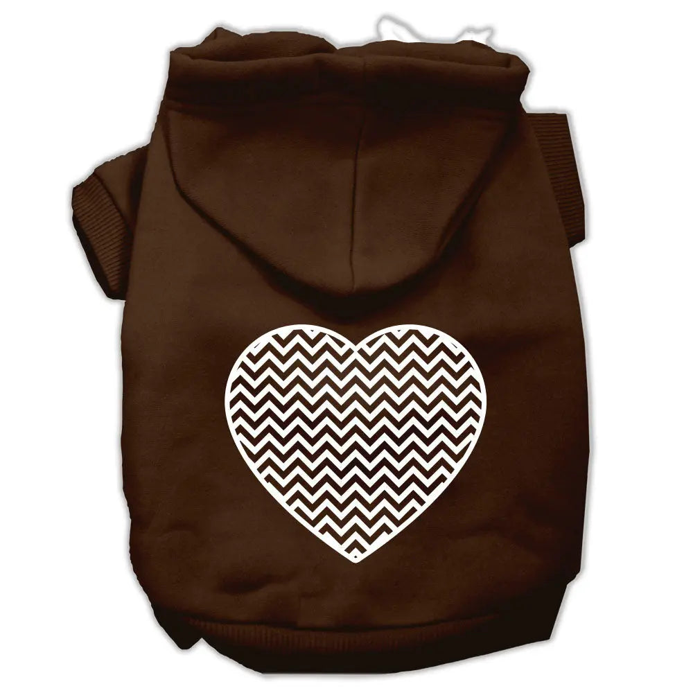 Chevron Heart Screen Print Dog Pet Hoodies Brown Size Lg Default Title