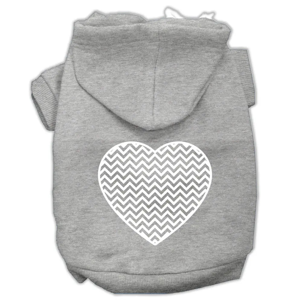 Chevron Heart Screen Print Dog Pet Hoodies Grey Size Lg Default Title