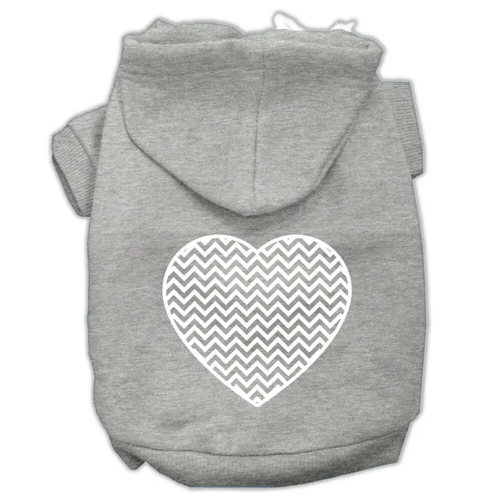 Chevron-Heart-Screen-Print-Dog-Pet-Hoodies-Grey-Size-Xs-GreatEagleInc-333661262