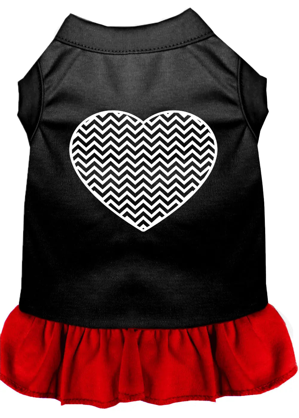 Chevron Heart Screen Print Dress Black With Red Med Default Title