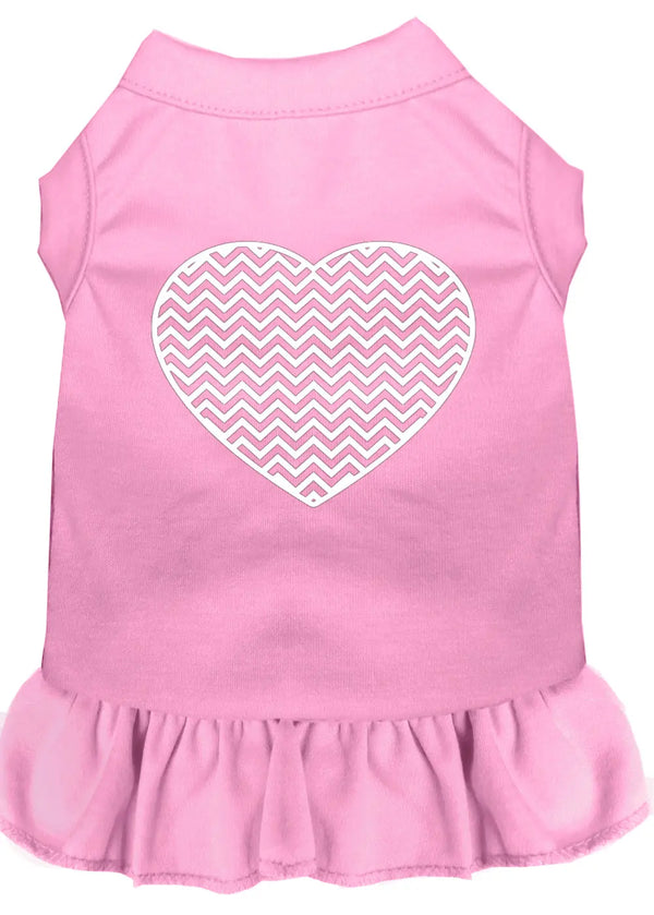 Chevron Heart Screen Print Dress Light Pink Xs Default Title