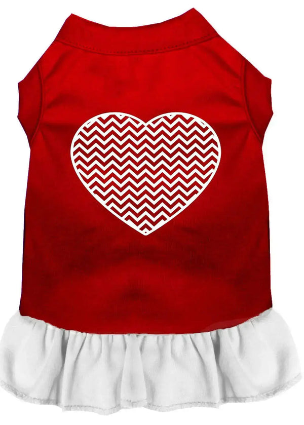 Chevron-Heart-Screen-Print-Dress-Red-With-White-Lg-GreatEagleInc-318616045