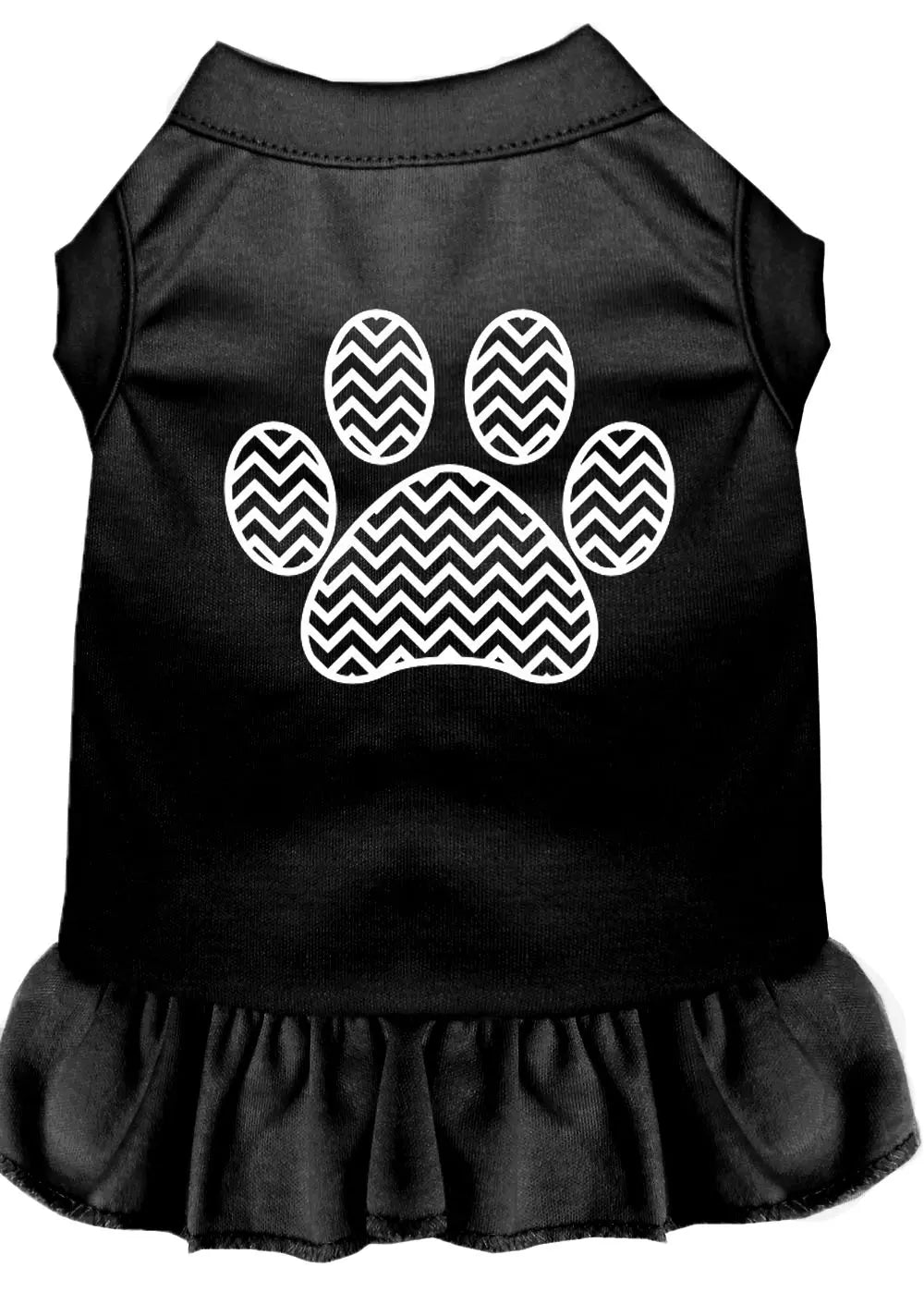 Chevron Paw Screen Print Dress Black Sm Default Title